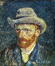 Pintura de arte moderno sobre lienzo, Autorretrato con sombrero de fieltro pintado a mano, obra de arte de alta calidad de Vincent Van Gogh 2024 - compra barato
