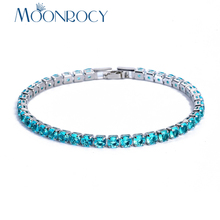 MOONROCY Fashion CZ Blue Green Pink Red Crystal Bracelet Cubic Zirconia Rose Gold / Silver Color Jewlery for Women Girls Bangle 2024 - buy cheap