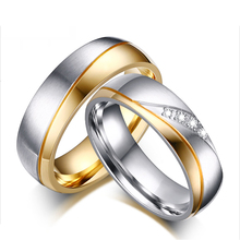 Promise Wedding Rings for Lover Gold-Color Stainless Steel Couple Rings for Engagement Jewelry Wedding Bands for Women Men 2024 - buy cheap
