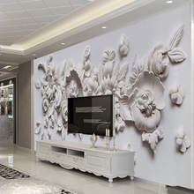 Custom Photo Wallpaper European Style 3D Stereoscopic Relief Flower Wall Mural Paper Living Room Bedroom Bedside Wall Painting 2024 - buy cheap