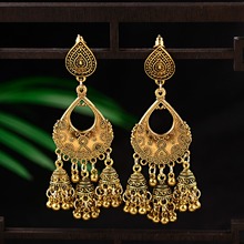 Vintage Water Drop Shape Jhumka Earrings Indian Jewelry For Women 2019 Ethnic Carved Bells Tassel Tibetan Jewelry Drop Earrings 2024 - buy cheap
