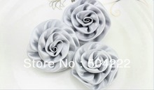 70pcs hand made shiny silver rosette Satin rolled Ribbon Fabric Flowers 55mm 2024 - buy cheap