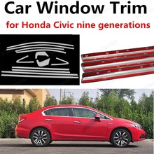 hot sell Car Styling Stainless Steel Decoration Strips Car Window Trim For Honda Civic nine generations 2024 - buy cheap