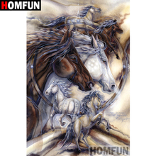 Алмазная 5D картина HOMFUN «сделай сам», вышивка «Лошадь», полная выкладка, квадратная/круглая, подарок для домашнего декора, A08849 2024 - купить недорого