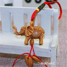 Lucky Elephant Carving Wooden Pendant Keychain Key Ring Chain Evil Defends Gift 2024 - buy cheap