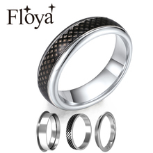 Floya girando anéis de casal feminino anel de aço inoxidável esmalte preto anel interno acessórios intercambiáveis banda de casamento 2024 - compre barato