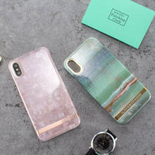 Literary Style Phnom Penh Marble  for iphone X  6 6s 7 8 6plus 6splus 7plus 8plus Smooth Hard  Protective Cover(Pink /Green) 2024 - buy cheap