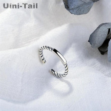 Uini-Tail hot new 925 sterling silver retro smooth thread ring simple fashion exquisite light thin line pattern ring ED184 2024 - buy cheap