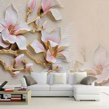 Custom 3D Mural Wallpaper Stereo Relief Magnolia Flower Wall Art Painting Mural Living Room Sofa Bedroom TV Backdrop Wallpaper 2024 - buy cheap
