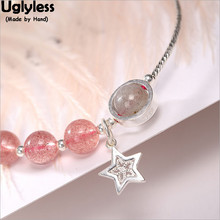 Uglyless-pulsera de plata de primera ley con forma de estrella para mujer, brazalete con cuentas, plata esterlina 100%, cuarzo, fresa, bolas giratorias, joyería fina, 925 2024 - compra barato