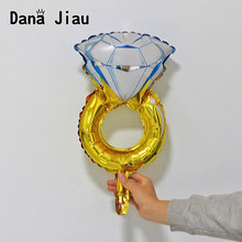 Globos inflables de aluminio con forma de anillo de diamante, decoración inflable para boda, juguetes de fiesta de cumpleaños, Helio de aire dorado, 1 Uds. 2024 - compra barato