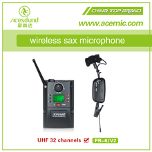 Microfone acemático para saxofone sem fio, saxofone de instrumentos de trompete embutido/v2 uhf 32 canais 2024 - compre barato