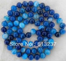 Envío Gratis, novedad Collar de cuentas redondas de ónice y cornalina, piedra Ágata, rayas azules naturales, 10mm, 35 ", MY4608 2024 - compra barato