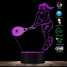 Luz LED de ilusión óptica para mujer, lámpara de mesa de colores para amantes del tenis y atletas 2024 - compra barato