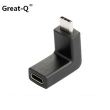 Большой Q 10 Гбит/с углом 90 градусов прямоугольный USB 3,1 Тип C Тип c Male к женскому удлинитель USB-C адаптер штекер углового разъема 2024 - купить недорого