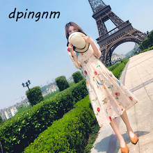 Dress summer 2020 new women's Korean version of the thin printed chiffon waist super fairy gentle wind long 2024 - buy cheap