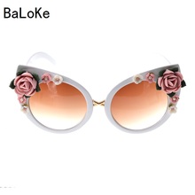 Óculos de sol barroco de strass, óculos de sol feminino de olho de gato, design moderno e grande 2024 - compre barato