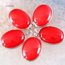 BUYERSHOME Oval 25x35MM Women Jewelry For Necklace Natural Stone Beads Red Jad Pendant 1Pcs K685 2024 - buy cheap