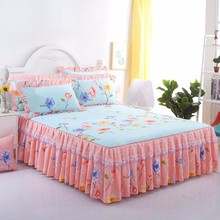 3 uds. Sábana ajustable Floral elegante colcha encaje cama falda + funda de almohada dormitorio cubierta de cama falda boda inauguración de la casa regalo 2024 - compra barato