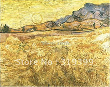 Reprodução da pintura a óleo artesanal, pintura de vicente van gogh, campo de trigo com ceifeiro e sol, 100% artesanal, frete grátis dhl 2024 - compre barato