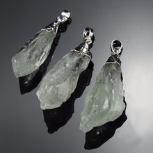 Pingente de quartzo verde natural irregular, banhado a prata, 100-exclusivo, 1 peça, joias de meditação 2024 - compre barato