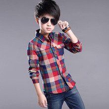 2021 Spring Kids Clothes Fashion Casual Handsome Shirt for Children blouses Cotton Boys Plaid Long Sleeve dress Shirts 2024 - buy cheap