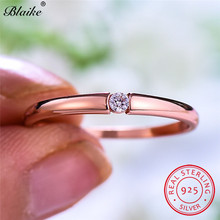 Blaike минималистичные кольца для мужчин и женщин из стерлингового серебра 925 пробы, кольцо из розового золота, изящное маленькое тонкое кольцо из белого циркония, ювелирные украшения 2024 - купить недорого