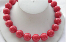 Z3499 17 "12mm coral-rojo redondo Mar del Sur SHELL collar de perlas precio al por mayor fábrica mujer regalo palabra joyería 2024 - compra barato