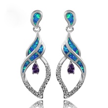 RH0102-pendientes colgantes de ópalo azul para mujer, aretes morados, joyería 2024 - compra barato