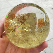 Natural quartz crystal yellow crystal ball crafts sitting room office setting pieces diameter 50-60mm 2024 - buy cheap