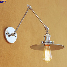 IWHD de plata lámparas clásicas de Pared LED de Edison Swing luz de Pared de brazo largo accesorios aplique de Pared Industrial Wandlamp Lampara Pared 2024 - compra barato
