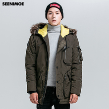 Seenimoe 2019 Novas Parkas Inverno Homem Com Capuz À Prova de Vento Jaqueta de Inverno Da Marca Jaqueta de Inverno Engrossar M-3XL Casaco Estilo Dos Homens Safari 2024 - compre barato