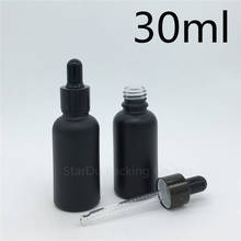 Free shipping 500pcs 30ml black frosted glass essential oil bottle with shiny black ring dropper 30cc glass perfume bottle 2024 - buy cheap