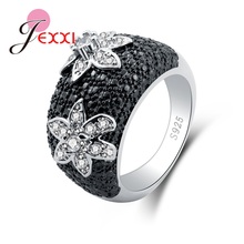 Women Exquisite Flower Design Ring Bohemian 925 Sterling Silver Filled Jewelry Romantic Engagement Promise Rings For Couple 2024 - buy cheap