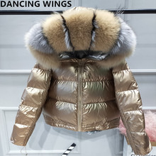 Women's Winter 90% White Duck Down Jacket Luxury Large Real Fox Fur Hooded Parka Warm Winter Jacket Pink Gold 2024 - buy cheap