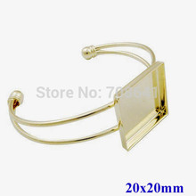 20mm New Golden tone Square Deep Wall Bezel tray Blank Glass Cabochons Bases Bracelet Cuff Bangle Settings Findings Wholesale 2024 - buy cheap