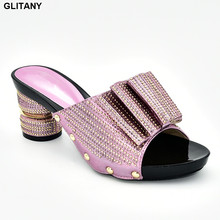 Zapatos de plataforma de talla grande para mujer, calzado de diseño italiano, decorados con diamantes de imitación, tacón alto, elegantes, de primavera 2024 - compra barato