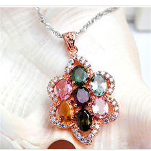 Fashion  Jewelry Necklace Pendants Women Femme Necklace Charms Flower Natural Tourmaline Crystal Pendant Bead 2024 - buy cheap