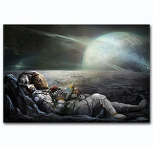 Póster de Arte de astronauta en la Luna, pegatina de pared, Decoración, regalo, novedad, espacio divertido 2024 - compra barato