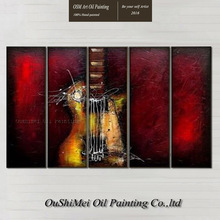 Free Shipping High Quality Abstract Musical Instrument Paintings For Wall Decoration Hand-painted Guitar Canvas Oil Painting 2024 - buy cheap
