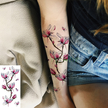 Водонепроницаемая Временная тату-наклейка с розовым цветком и бабочкой, поддельные тату, флэш-тату, художественные татуировки на ногах для девушек, женщин, мужчин и детей 2024 - купить недорого