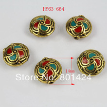 free shipping 7pcs 63-664  handmade Indian Nepalese Indonesian  tibetan beads 14mm cooper alloy  clay vintage spacer beads 2024 - buy cheap