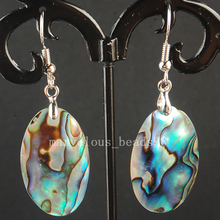 Free Shipping Beautiful jewelry  Natural New Zealand Abalone Shell Art Oval Women Dangle Earring MC3599 2024 - buy cheap