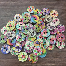 50pcs 15mm Natural Mixed Flowers Florals Buttons For Scrapbooking Sewing Decorative Wood Round Button Crafts 2024 - buy cheap