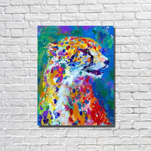 100% Handmade Oil Painting on Canvas Wall Abstract beautiful Colored leopard Picture for Living Room Home Decoration no frame 2024 - buy cheap