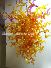 Discount Amber Color Art Glass Chandelier Lighting with LED Lights 2024 - buy cheap