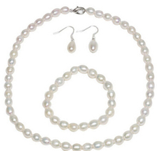 Jewelry 001320 GENUINE REAL WHITE FRESHWATER PEARL NECKLACE BRACELET EARRING PEARL SET 2024 - buy cheap