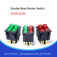 1 шт. KCD8-212N двойной лодочный клавишный выключатель кнопочный переключатель с подсветкой кнопки Питание ВКЛ-ВЫКЛ 2 положения 6 Pin AC 125V 220V 2024 - купить недорого