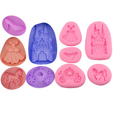 5PCS Castle & Skirt & Shoe & Horse Car Fondant Soap 3D Cake Silicone Mold Cupcake Candy Chocolate Decoration Baking Tool FQ3039 2024 - buy cheap