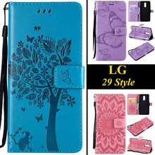 Para lg stylo 4 moda flip caso de couro para lg q stylus + mais 3d girassol árvore borboleta carteira telefone capa lg q8 2018 6.2" 2024 - compre barato